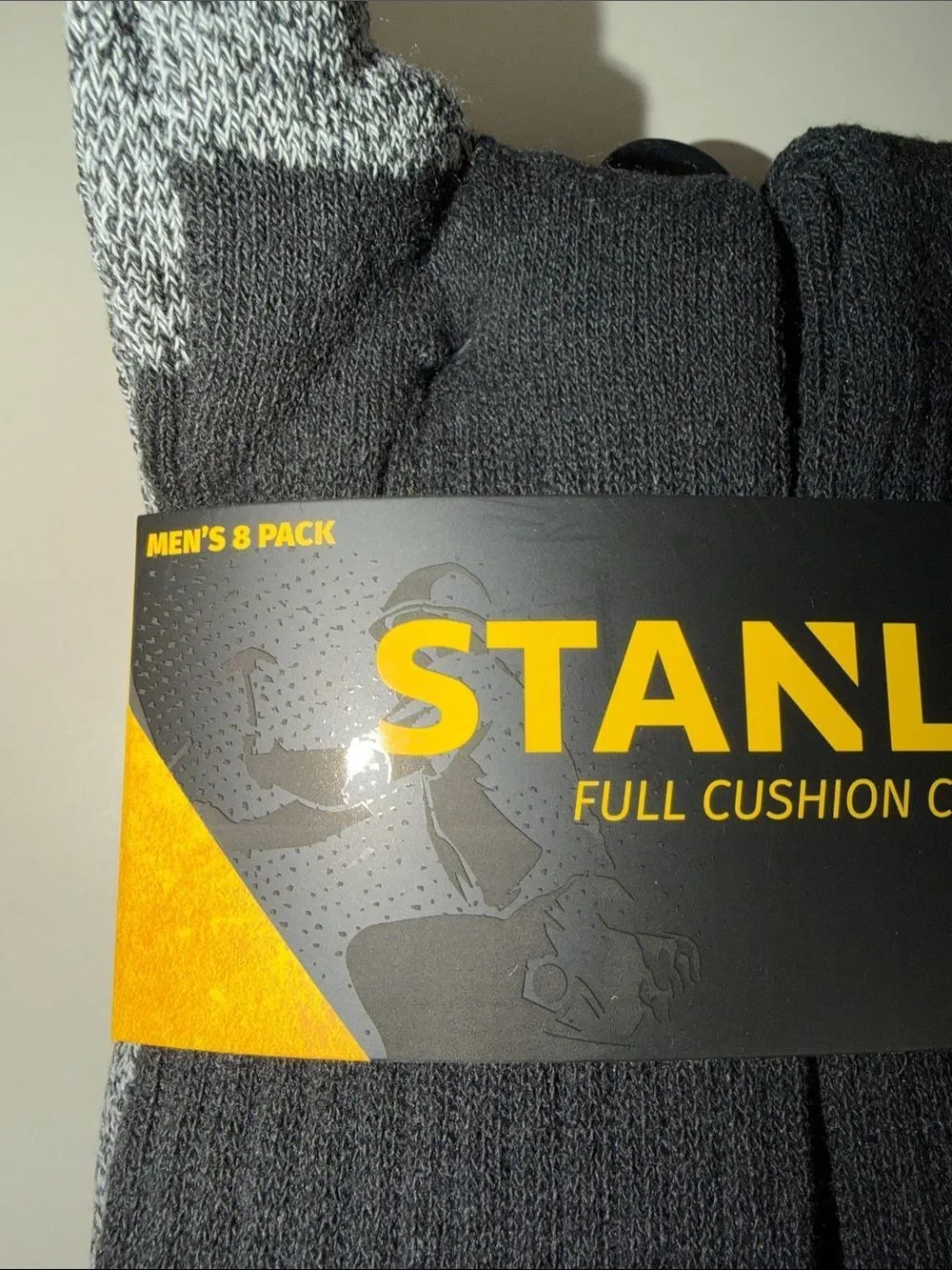 STANLEY Black Heather White Combo Cushioned Soft Cotton Blend Full Crew Socks